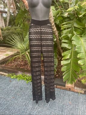 lace, crochet flared pants